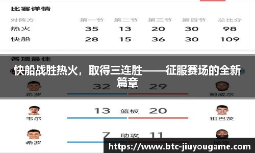 快船战胜热火，取得三连胜——征服赛场的全新篇章